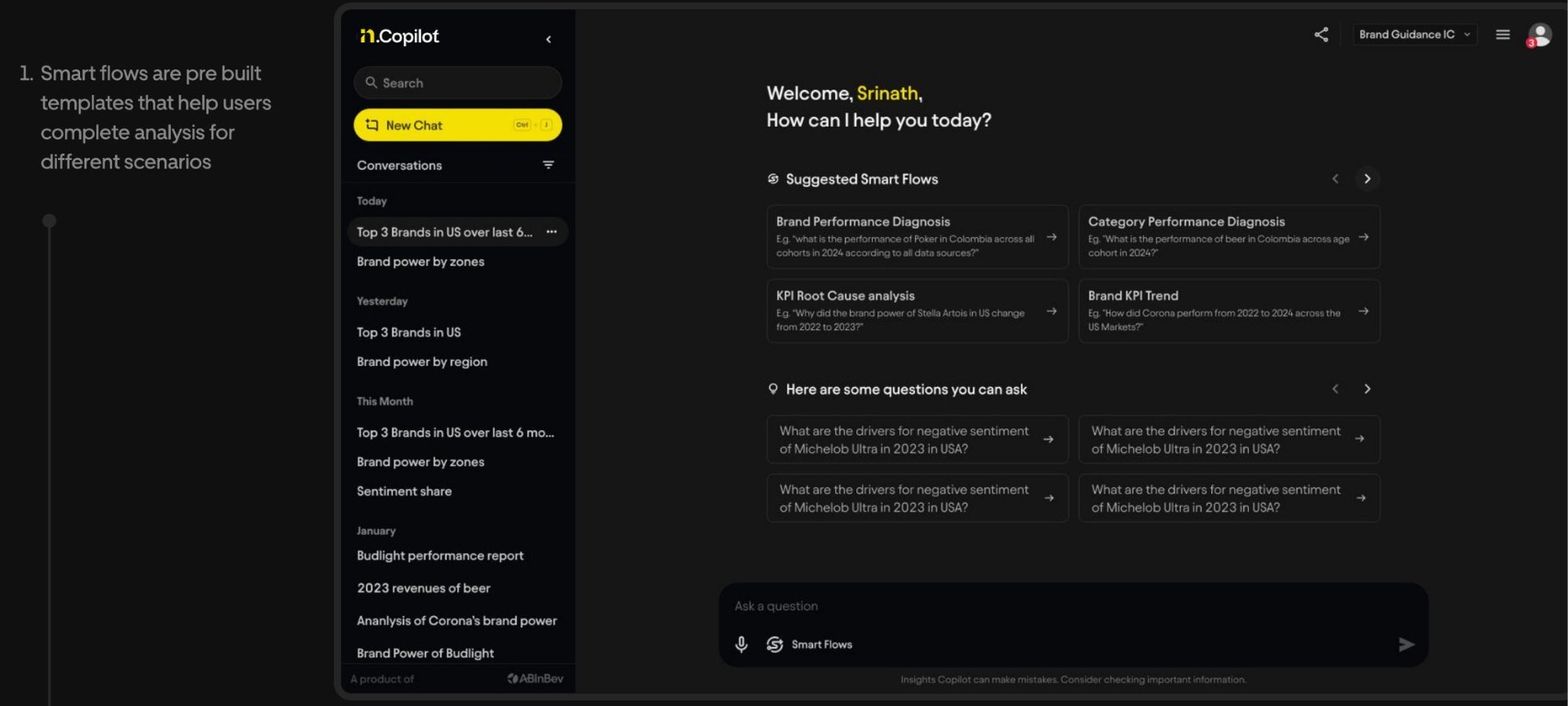 Smart Flow cards on the home screen.